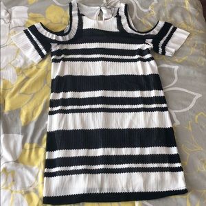 Black and white ruffle dress